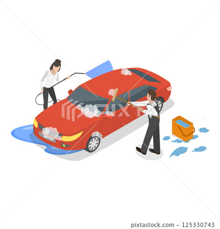 3D Isometric Flat Illustration of Car Washing. Item 3 3D Isometric Flat Illustration of Car Washing. Item 3 125330743
