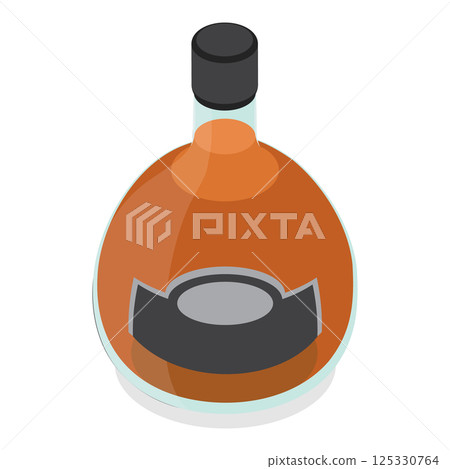 3D Isometric Flat  Set of Bottles with Alcohol Drinks. Item 4 125330764