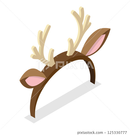 3D Isometric Flat  Set of Animals Ears Costumes. Item 2 125330777