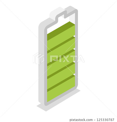 3D Isometric Flat  Set of Charging Level Batteries. Item 5 125330787