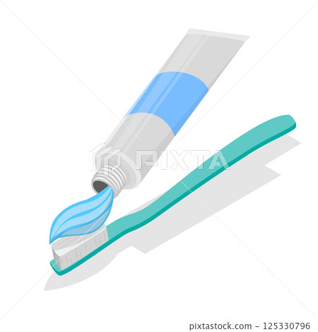 3D Isometric Flat Illustration of Teeth Cleaning. Item 7 3D Isometric Flat Illustration of Teeth Cleaning. Item 7 125330796