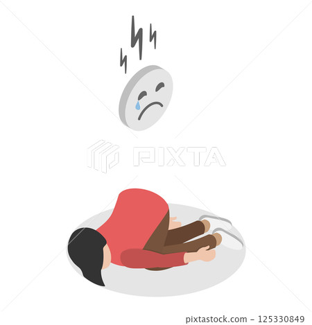 3D Isometric Flat  Illustration of Emotional Mental Disorder. Item 1 125330849