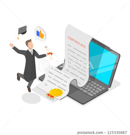 3D Isometric Flat  Illustration of Education. Item 1 125330867