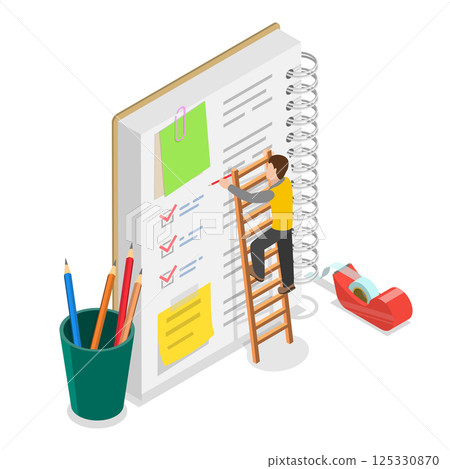 3D Isometric Flat  Illustration of Planning Schedule. Item 1 3D Isometric Flat  Illustration of Planning Schedule. Item 1 125330870