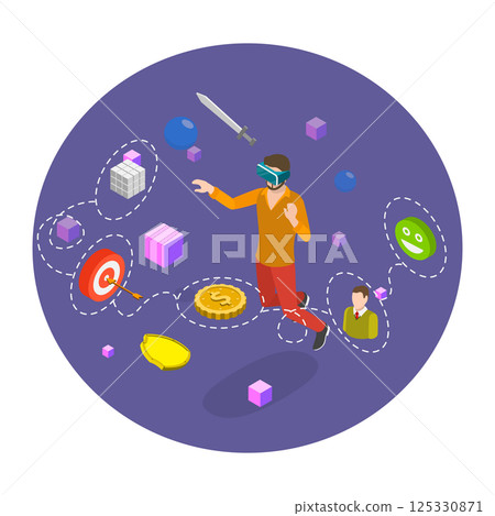 3D Isometric Flat  Illustration of Metaverse. Item 2 3D Isometric Flat  Illustration of Metaverse. Item 2 125330871