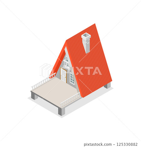 3D Isometric Flat  Set of Village Buildings. Item 6 125330882