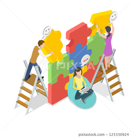 3D Isometric Flat  Illustration of Business Cooperation. Item 1 125330924