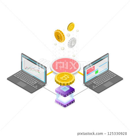 3D Isometric Flat Illustration of Cryptocurrency Marketplace. Item 1 3D Isometric Flat Illustration of Cryptocurrency Marketplace. Item 1 125330928