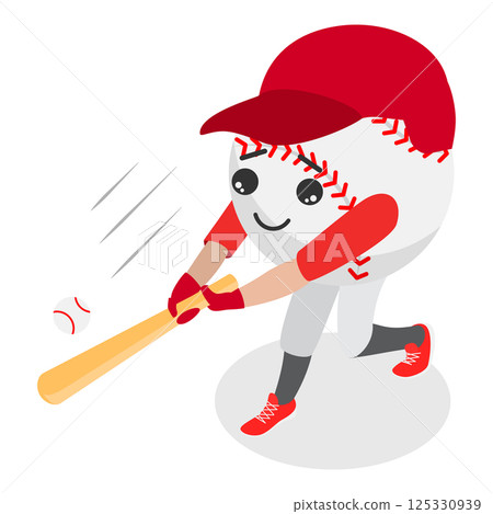 3D Isometric Flat Set of Cartoon Sport Ball Mascot. Item 2 3D Isometric Flat Set of Cartoon Sport Ball Mascot. Item 2 125330939