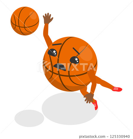 3D Isometric Flat Set of Cartoon Sport Ball Mascot. Item 6 3D Isometric Flat Set of Cartoon Sport Ball Mascot. Item 6 125330940