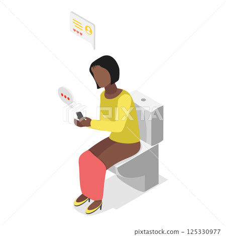 3D Isometric Flat Illustration of Social Media Addiction. Item 2 3D Isometric Flat Illustration of Social Media Addiction. Item 2 125330977