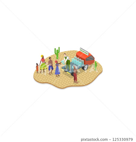 3D Isometric Flat  Illustration of Hunger Starvation. Item 2 125330979