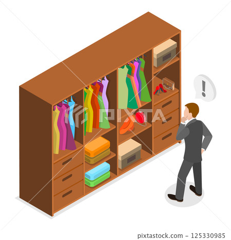 3D Isometric Flat  Illustration of Walk-in Closet. Item 2 125330985