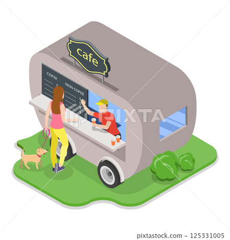 3D Isometric Flat  Illustration of Shopping With Dog. Item 4 125331005