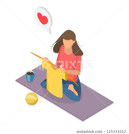 3D Isometric Flat  Illustration of Stay at Home Games. Item 2 125331012