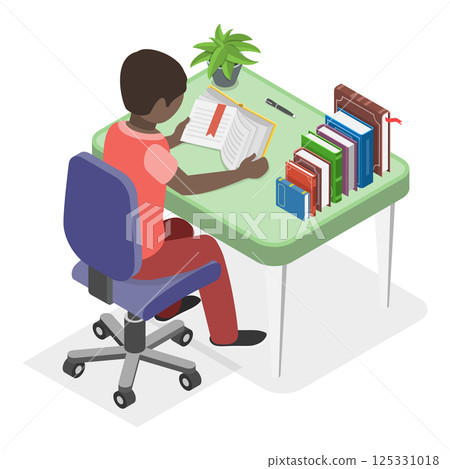 3D Isometric Flat  Set of Children Study. Item 4 125331018