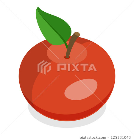 3D Isometric Flat  Set of Bitten Apple. Item 5 125331043
