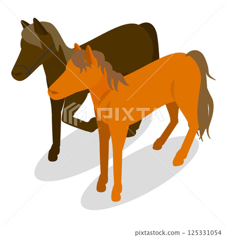 3D Isometric Flat Vector Set of Equestrian Elements. Item 5 125331054