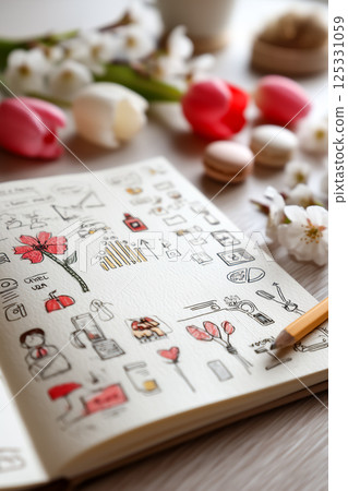 用於記錄靈感、素描和記錄想法的藝術和設計 125331059