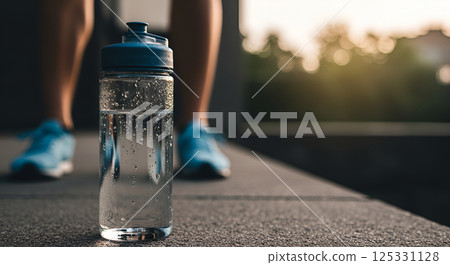 bottle and water on the floor 125331128