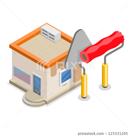 3D Isometric Flat Vector Set of Home Repairs, House Renovation. Item 2 125331205