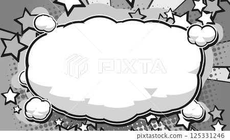 Manga-style cloud speech bubble and concentrated line background - monotone 125331246