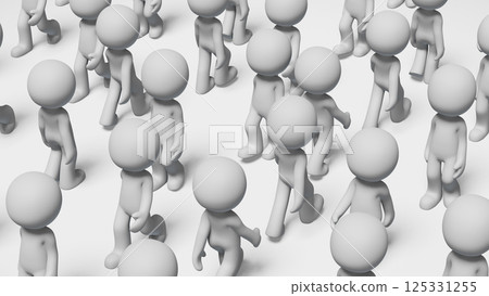 3DCG pictogram of a large number of pedestrians crowded together 3DCG pictogram of a large number of pedestrians crowded together 125331255