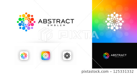Colorful Abstract Emblem Logo with Liquid Drop Shapes Forming a Circular Pattern. Rainbow collar round stamp for Creative, Tech, or Branding Use. Modern Logotype Design. Vector Illustration Colorful Abstract Emblem Logo with Liquid Drop Shapes Forming a Circular Pattern. Rainbow collar round stamp for Creative, Tech, or Branding Use. Modern Logotype Design. Vector Illustration 125331332