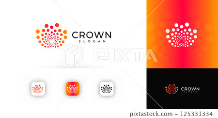 Abstract Crown Logo with Gradient Dots in Circular Shape, Perfect for Tech, Startup, or App Branding. Colorful and Minimal Design. Vector Illustration Abstract Crown Logo with Gradient Dots in Circular Shape, Perfect for Tech, Startup, or App Branding. Colorful and Minimal Design. Vector Illustration 125331334