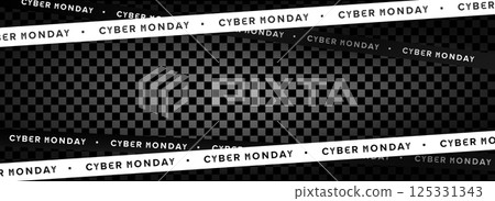 Cyber Monday Sale Banner with Diagonal Strips and Checkered Background, Perfect for Digital Promotions, Web Ads, and Online Discount Campaigns. Modern Monochrome Style. Vector Illustration. Cyber Monday Sale Banner with Diagonal Strips and Checkered Background, Perfect for Digital Promotions, Web Ads, and Online Discount Campaigns. Modern Monochrome Style. Vector Illustration. 125331343