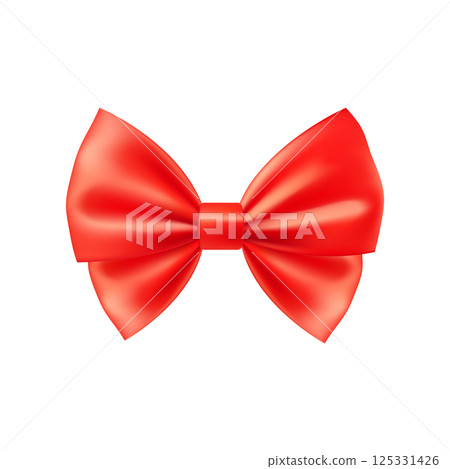 3D Realistic red gift bow. Christmas, birthday and sale decoration. 125331426