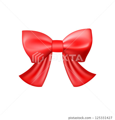 3D Realistic red gift bow. Christmas, birthday and sale decoration. 3D Realistic red gift bow. Christmas, birthday and sale decoration. 125331427