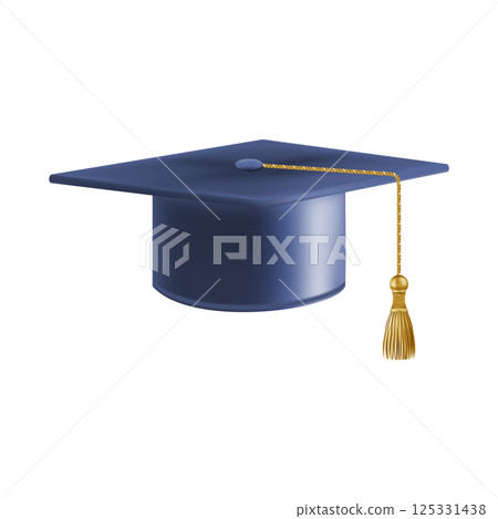 Realistic Blue graduate cap. 3D Graduation Doctoral hat. Realistic Blue graduate cap. 3D Graduation Doctoral hat. 125331438