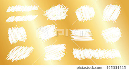 Card scratch lottery texture mockup on golden background - retro eroded cracked scraped ink splatter. Mess blot streaks splodge harsh worn. Grainy subtle noise grit effect background. 125331515