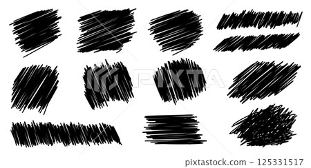 Scratch card lottery vector clipart - black scuff scribble smears distressed set. Grungy grainy surface damaged grunge textures. Ragged chaotic abstract shapes scrapbooking overlays. Scratch card lottery vector clipart - black scuff scribble smears distressed set. Grungy grainy surface damaged grunge textures. Ragged chaotic abstract shapes scrapbooking overlays. 125331517