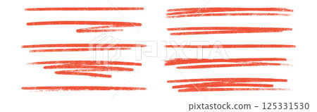 Underline red color crayon set - hand drawn chalk or marker horizontal highlighter strokes. Rough textured edges pencil lines - handdrawn design elements for emphasizing text and drawing accents Underline red color crayon set - hand drawn chalk or marker horizontal highlighter strokes. Rough textured edges pencil lines - handdrawn design elements for emphasizing text and drawing accents 125331530
