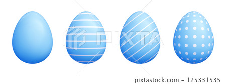 3d blue pastel Easter egg vector set - solid colorful oval cartoon shapes, striped, diagonal lines, decorative polka dots patterns. Cute seasonal vector graphic for spring holidays projects 3d blue pastel Easter egg vector set - solid colorful oval cartoon shapes, striped, diagonal lines, decorative polka dots patterns. Cute seasonal vector graphic for spring holidays projects 125331535
