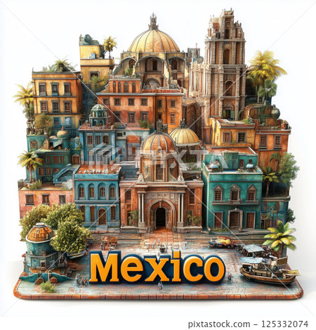 Vibrant model showcasing the beauty and culture of Mexico in stunning detail Vibrant model showcasing the beauty and culture of Mexico in stunning detail 125332074