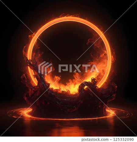 vibrant fire neon glow illuminating soft smoke on black surface for use in atmospheric backdrops or digital art vibrant fire neon glow illuminating soft smoke on black surface for use in atmospheric backdrops or digital art 125332090