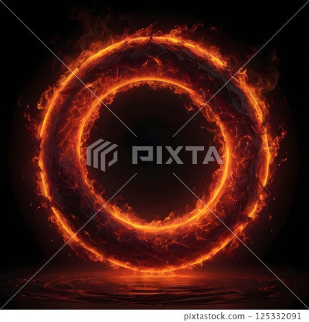 hypnotic orange neon swirl with smoky details on dark gradient for use in fantasy posters or surreal design scenes 125332091