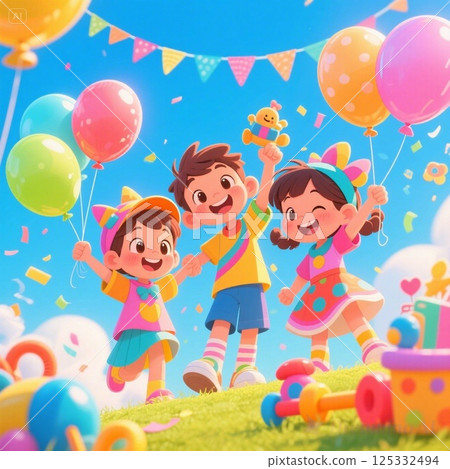 兒童節-快樂兒童的插圖 兒童節-快樂兒童的插圖 125332494