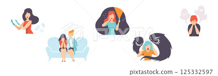 Mental Health Therapy with Doctor and Patient Get Medical Support Vector Set Mental Health Therapy with Doctor and Patient Get Medical Support Vector Set 125332597