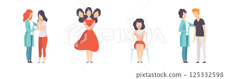 Mental Health Therapy with Doctor and Patient Get Medical Support Vector Set 125332598