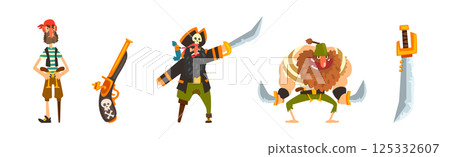 Pirate and Corsair Object and Element Vector Set 125332607