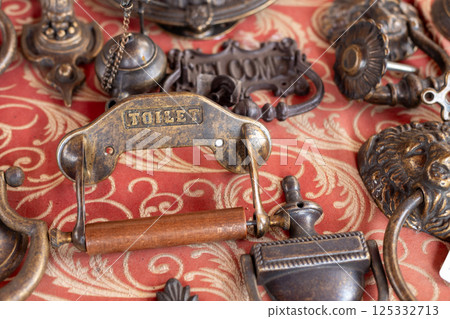 Antique Metal Door Accessories at Italian Flea Market 125332713