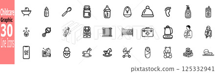 Childcare icon set of 30 125332941