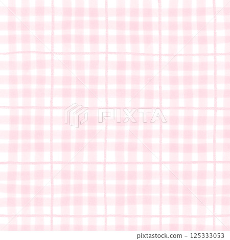 Pink Plaid Tartan Gingham Check Hand Drawn Background Pattern Overlay 125333053