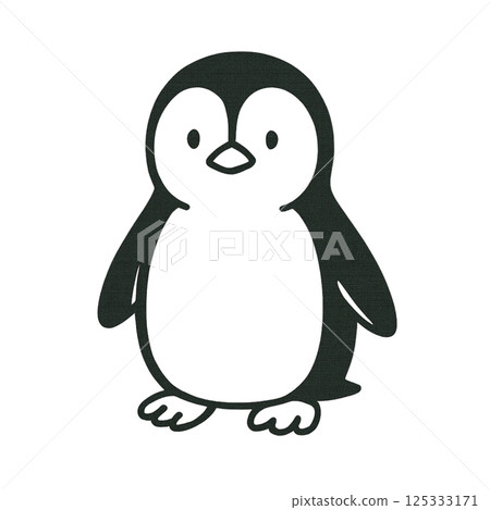 企鵝線描插畫，簡單，材質，圖標，無背景，動物系列 125333171