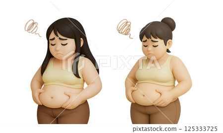 Obese woman belly fat 125333725