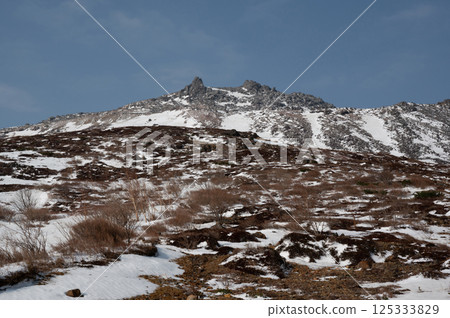 April scenery seen from the snow-covered hiking trail at Mount Nasu in Tochigi Prefecture April scenery seen from the snow-covered hiking trail at Mount Nasu in Tochigi Prefecture 125333829